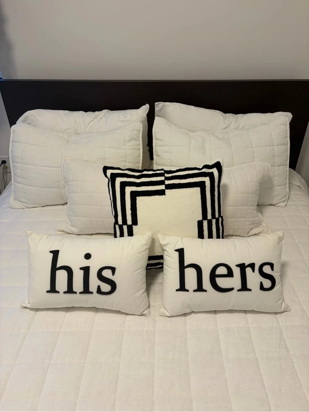 Accent pillow Bundle - His & Hers Decorative Pillow Set - White and Black